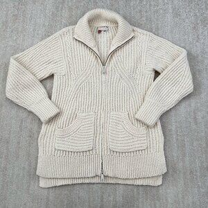 Anthropologie Pilcro Zip Up Long Cardigan Cotton Wool Sweater S